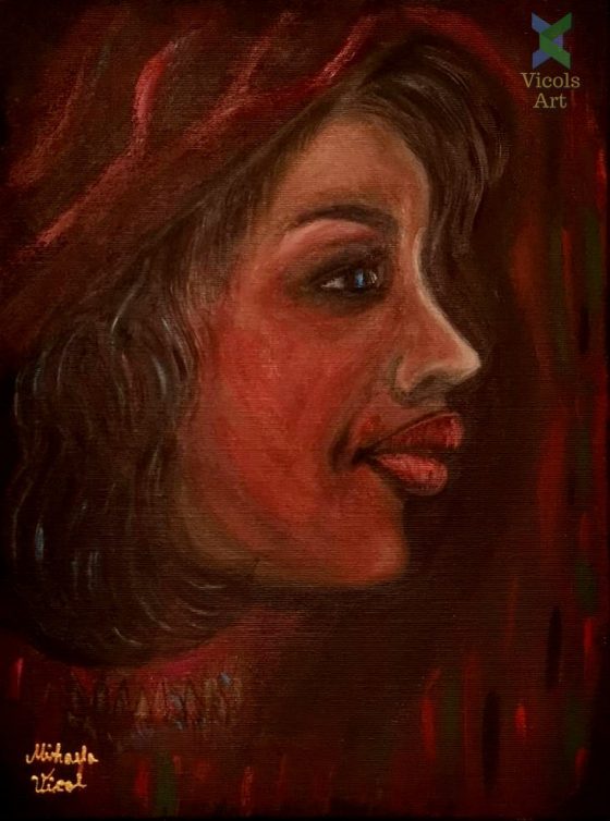 Ciudatica (Weird Girl) Abstract Acrylic Paint by Mihaela Vicol